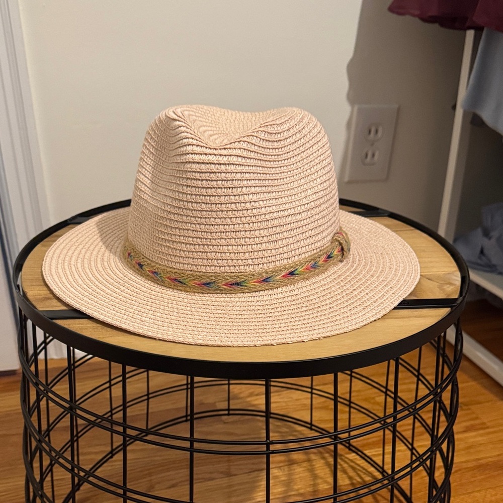 POL Cream Straw Hat with Multicolor Band